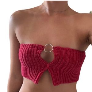 Small red knit crop top